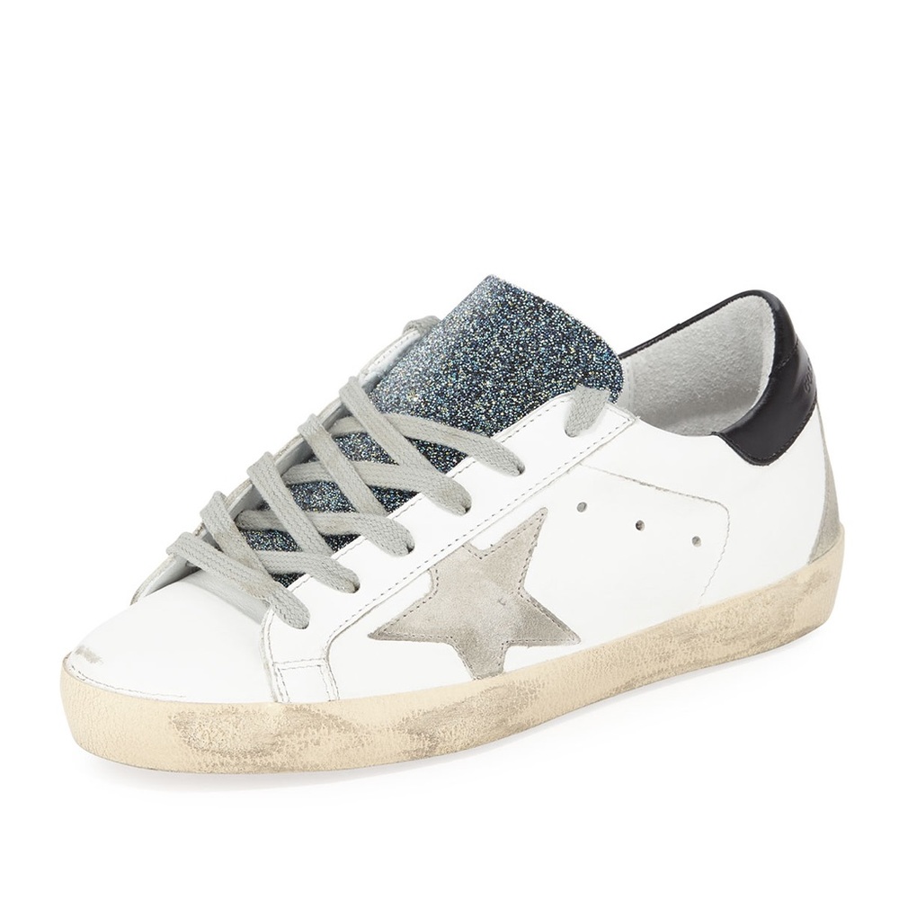 Leather Golden Goose Superstars w/ glitter tongue